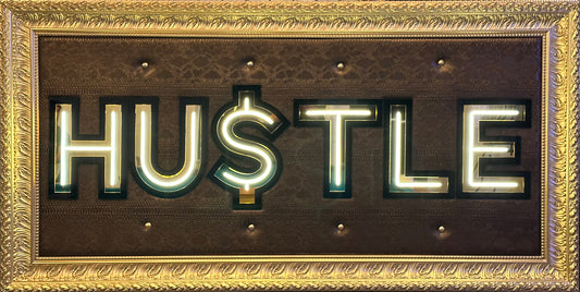 HuStle LED Gold SnakeskinFramed Acrylic & Fabric Wall Art