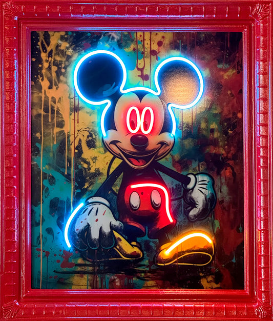 Psycho Mickey Acrylic LED Framed 18"x24"