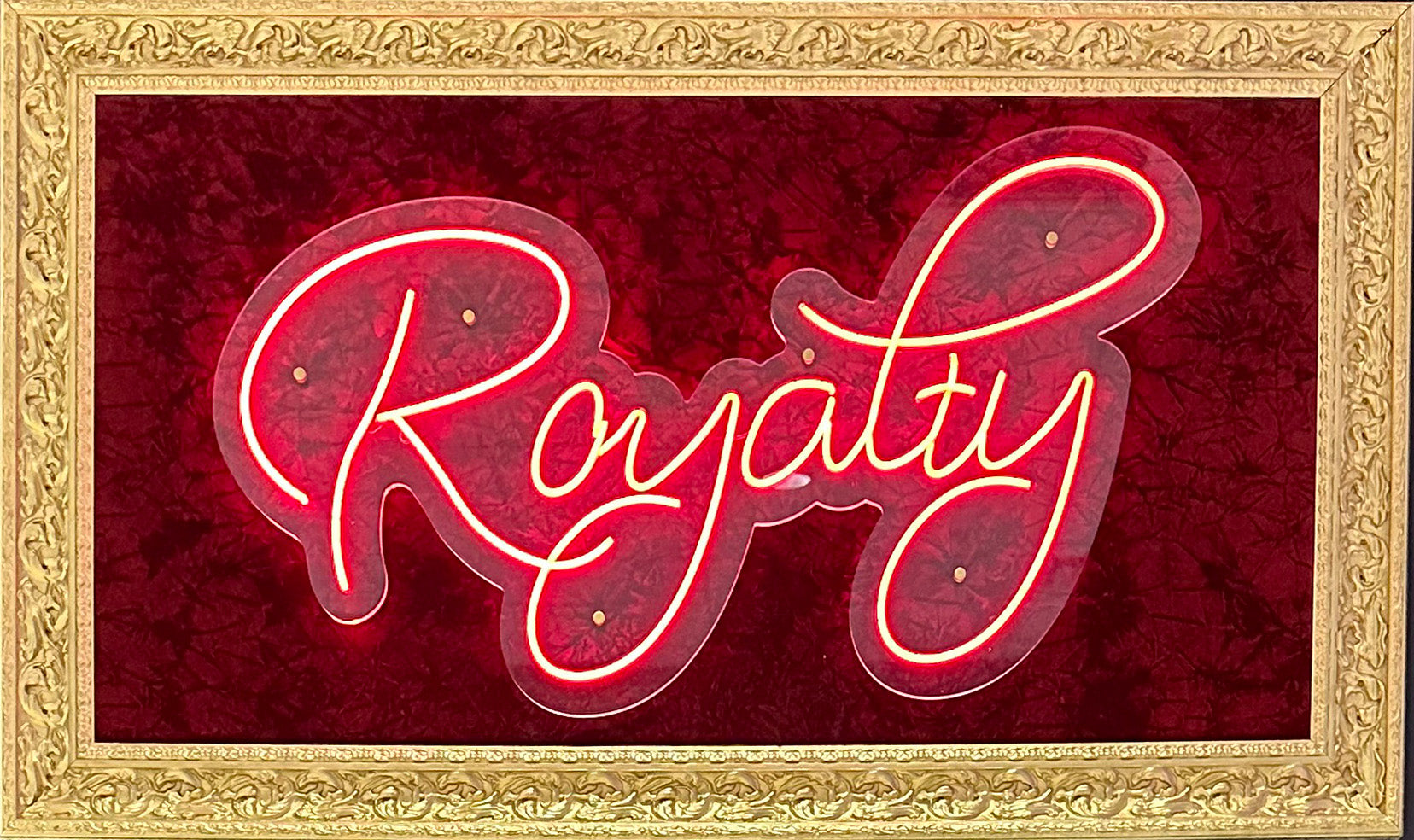 Royalty LED Red crushed Velvet Wall Art Lux Neon LED Fine Art