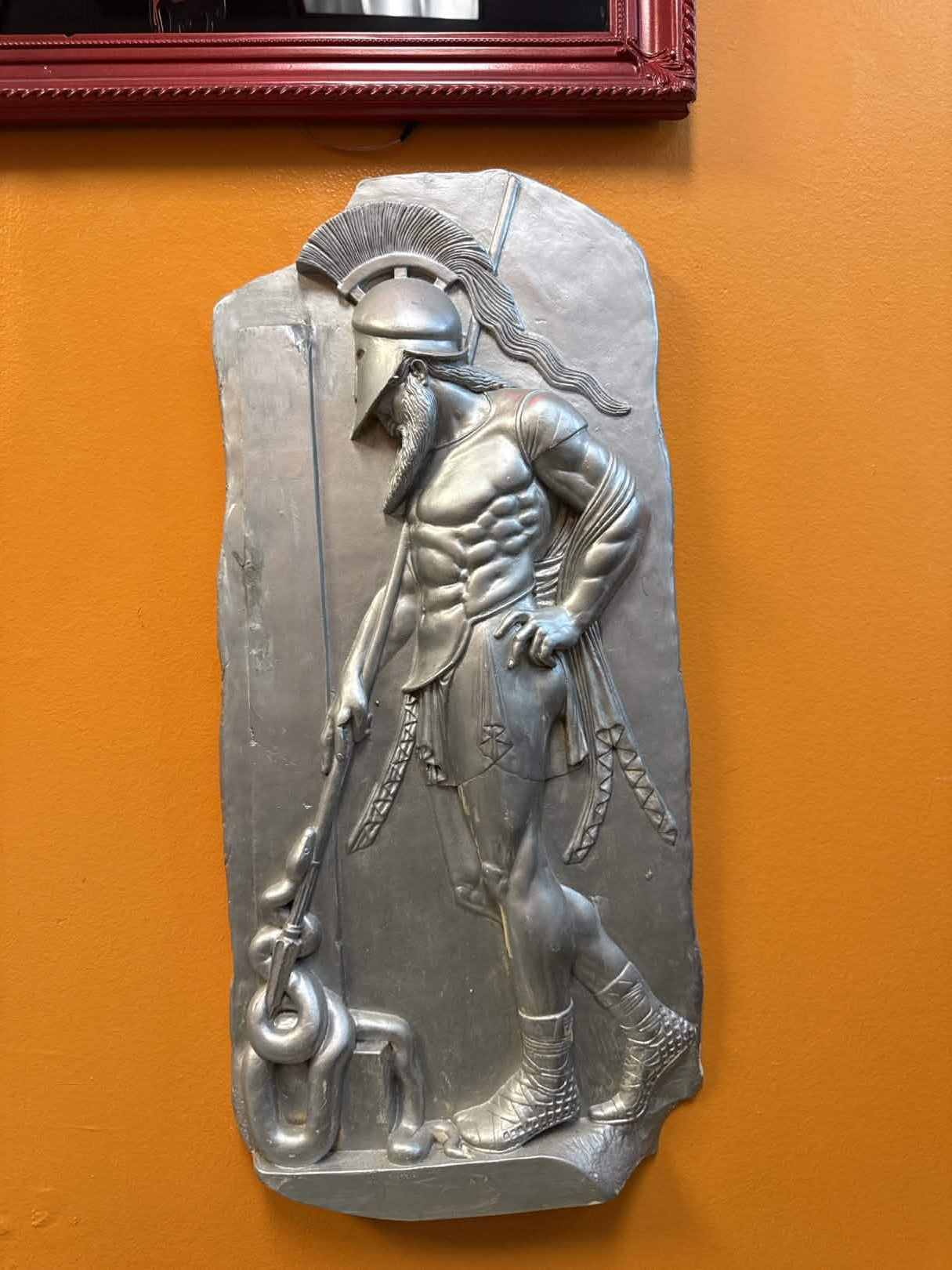 Spartan Warrior Silver Relief Wall Sculpture - Greek Art