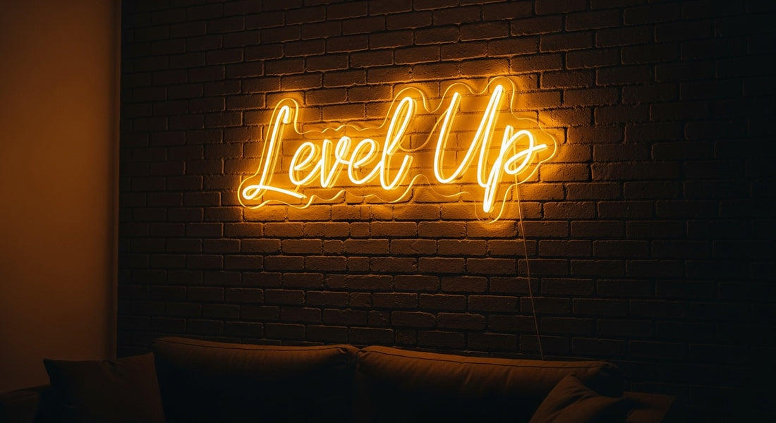 "Level Up" Neon Sign — Custom LED Motivational Sign