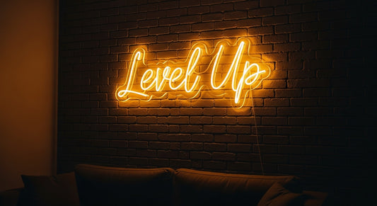 "Level Up" Neon Sign — Custom LED Motivational Sign
