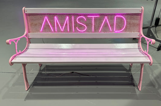"Amistad" Pink and White Snakeskin LED Bench