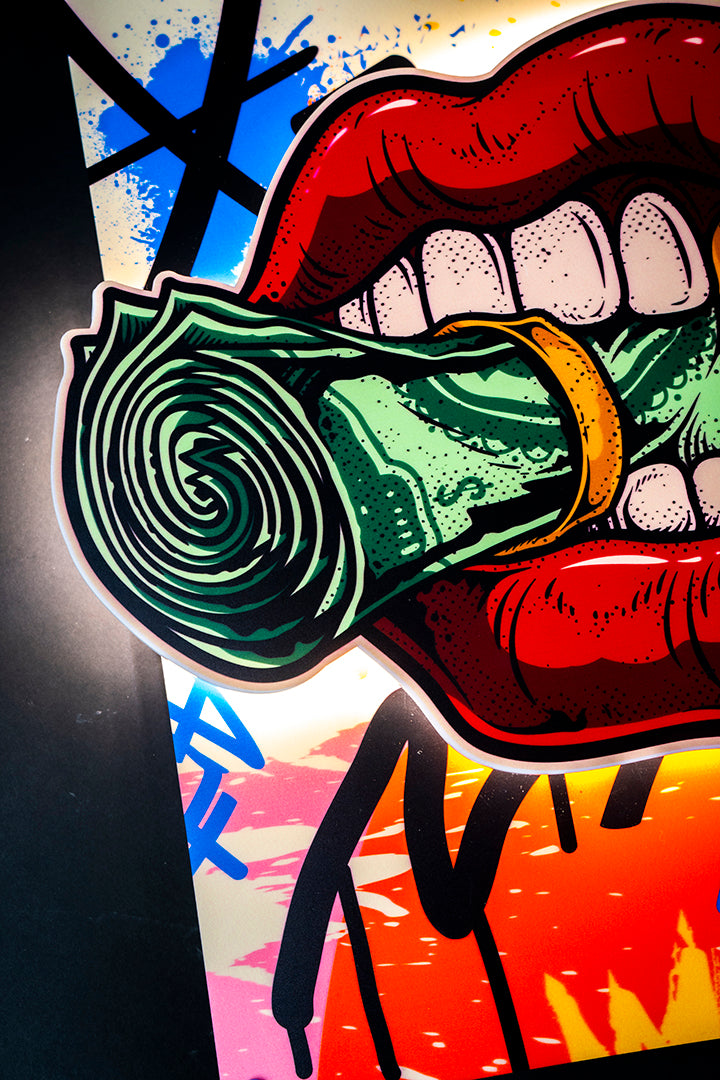 Put Your Money Where Your Mouth Is (LED) - Acrylic Wall Art