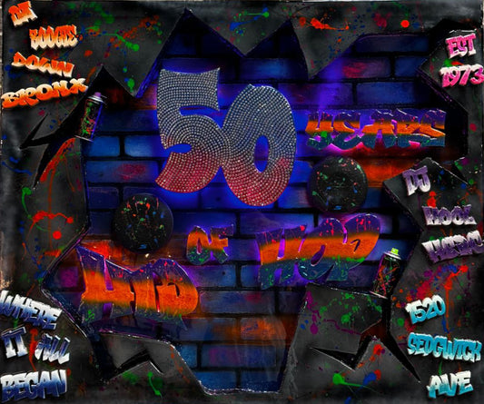 Luxury epoxy artwork with Swarovski crystal centerpiece and built-in speaker.