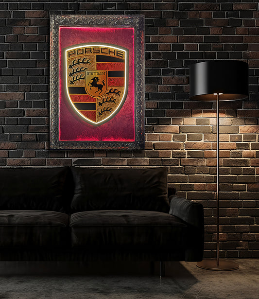 Driven Excellence: Illuminated Shield Art - 29.2" x 41"