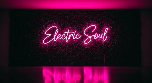 Electric Soul Neon Sign - pink neon on grass background