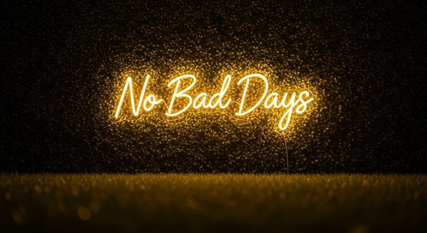 No Bad Days Neon Sign - yellow neon on grass background