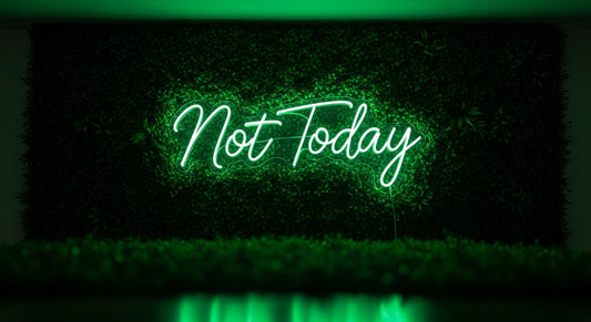 Not Today Neon Sign - green neon on grass background