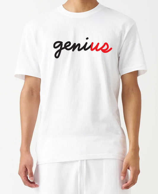 Genius White Tee cursive