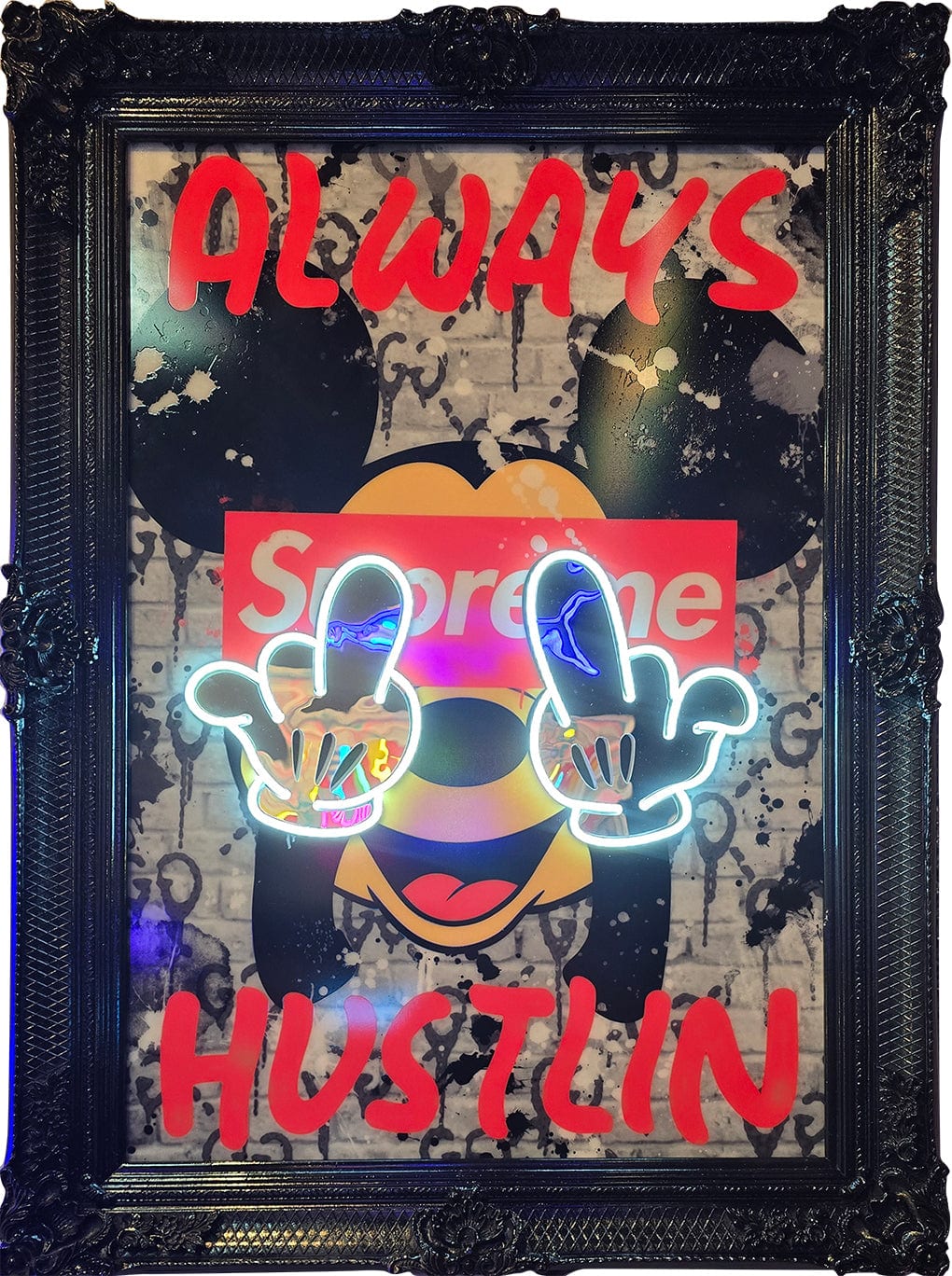 "Always Hu$tlin" Framed LED Wall Art (31" x 43")