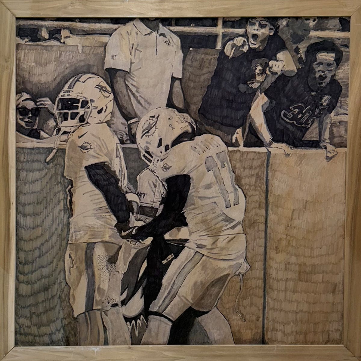 "Touchdown" by BOUT$ - Scorch Wood Art (48" x 48")