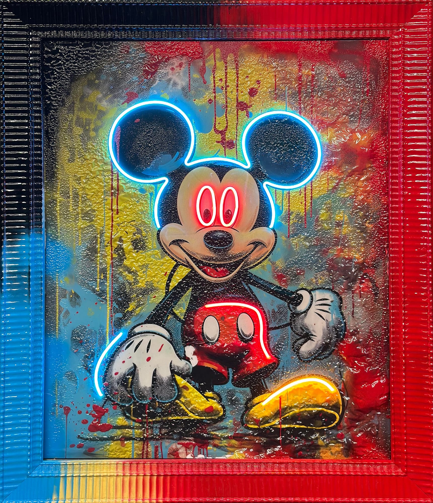 "Psycho Mickey" Framed LED Wall Art (38" x 46")