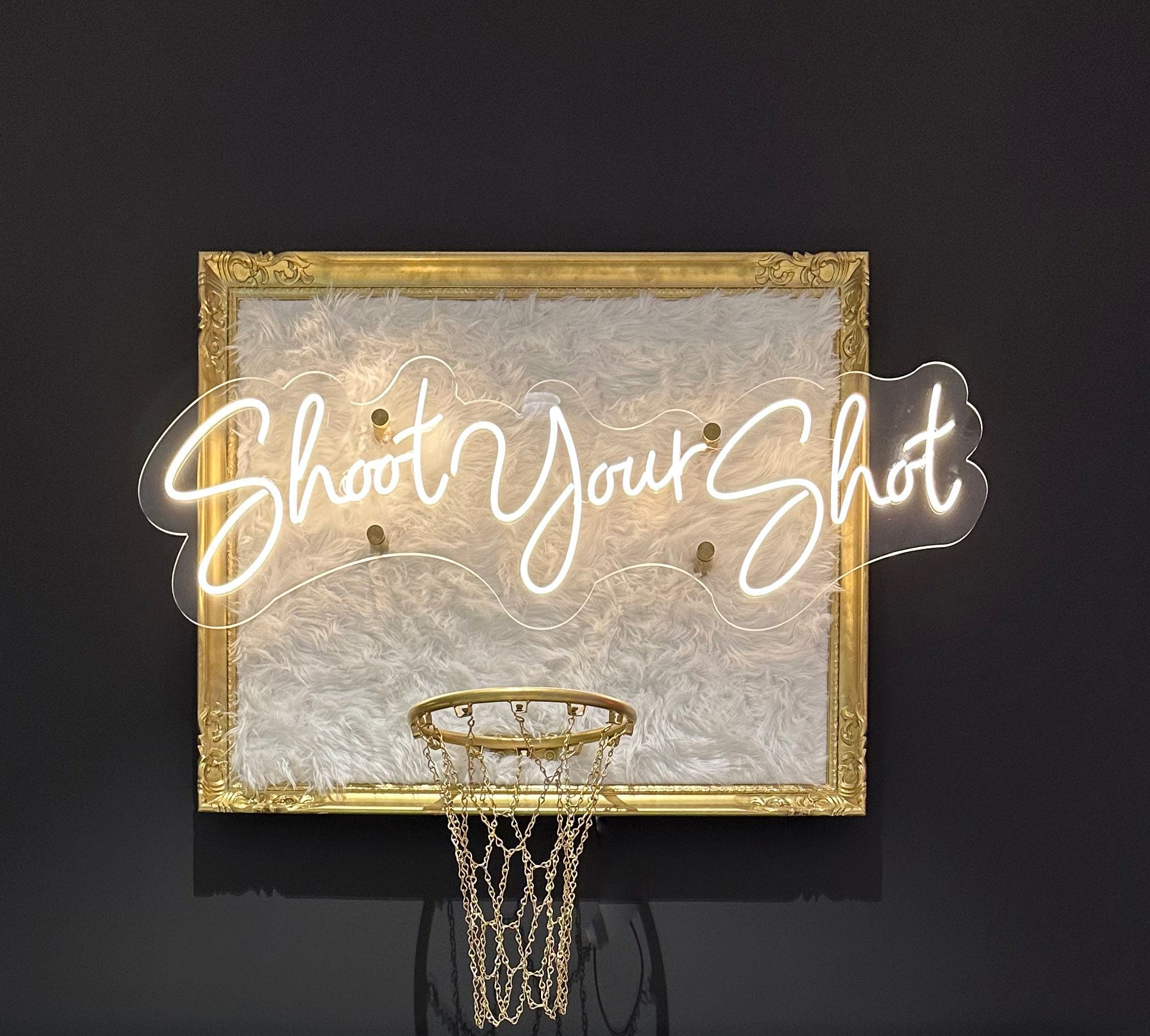 "Shoot Your Shot" Acrylic LED Basketball Hoop (46" x 38")
