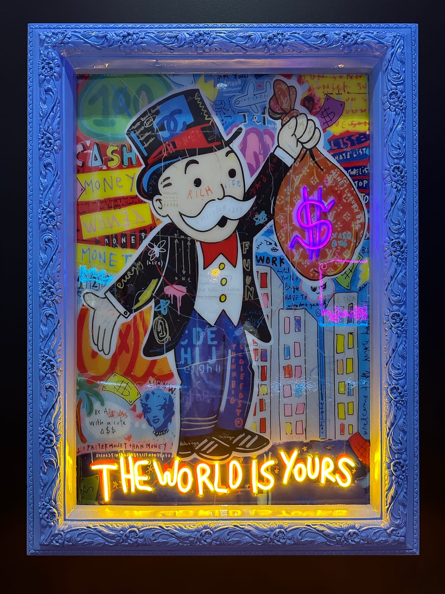 "The World is Yours" Framed LED Wall Art (28" x 38")
