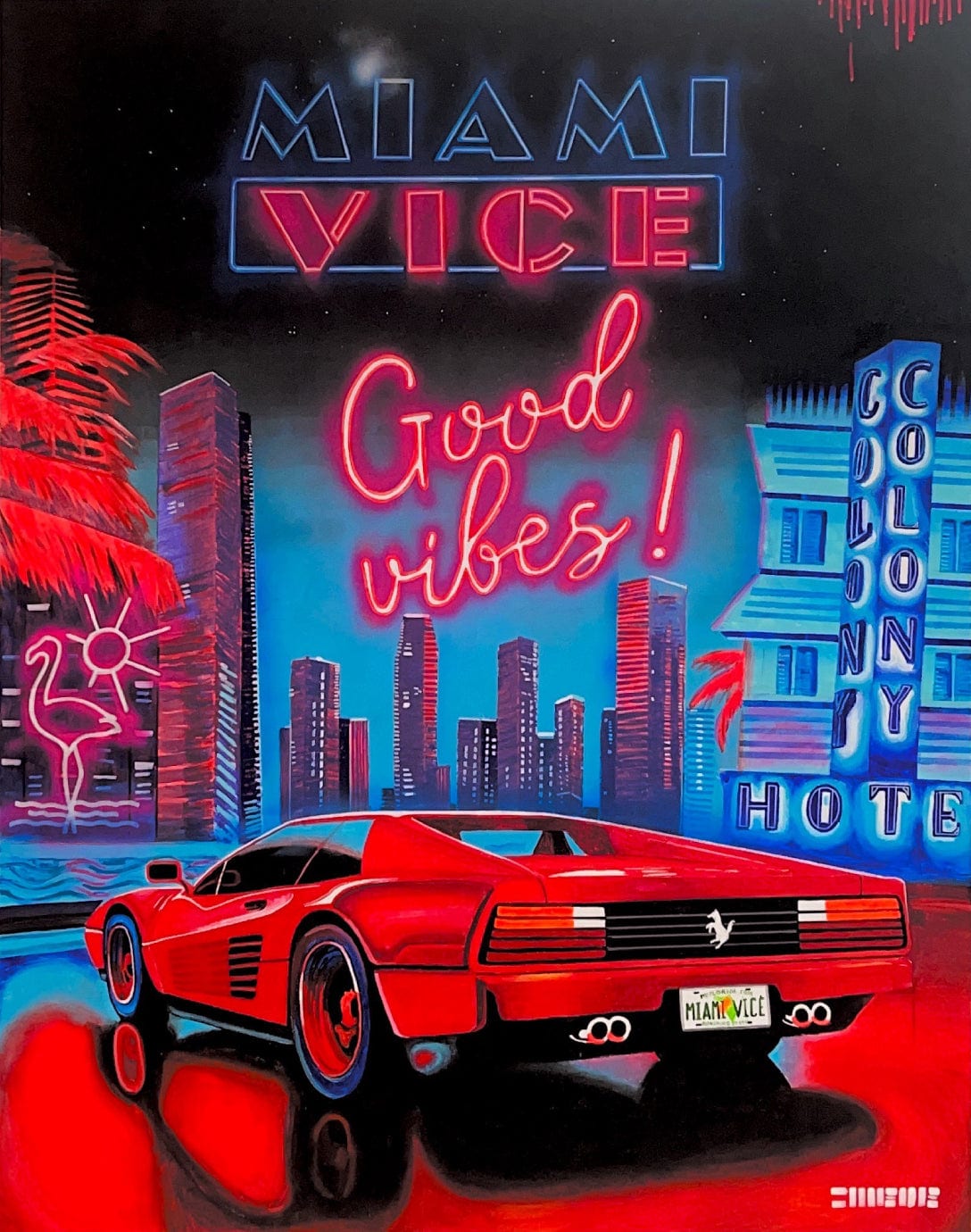 "Miami Vice Neon" by MJPOP - Pop Art (48" x 60")