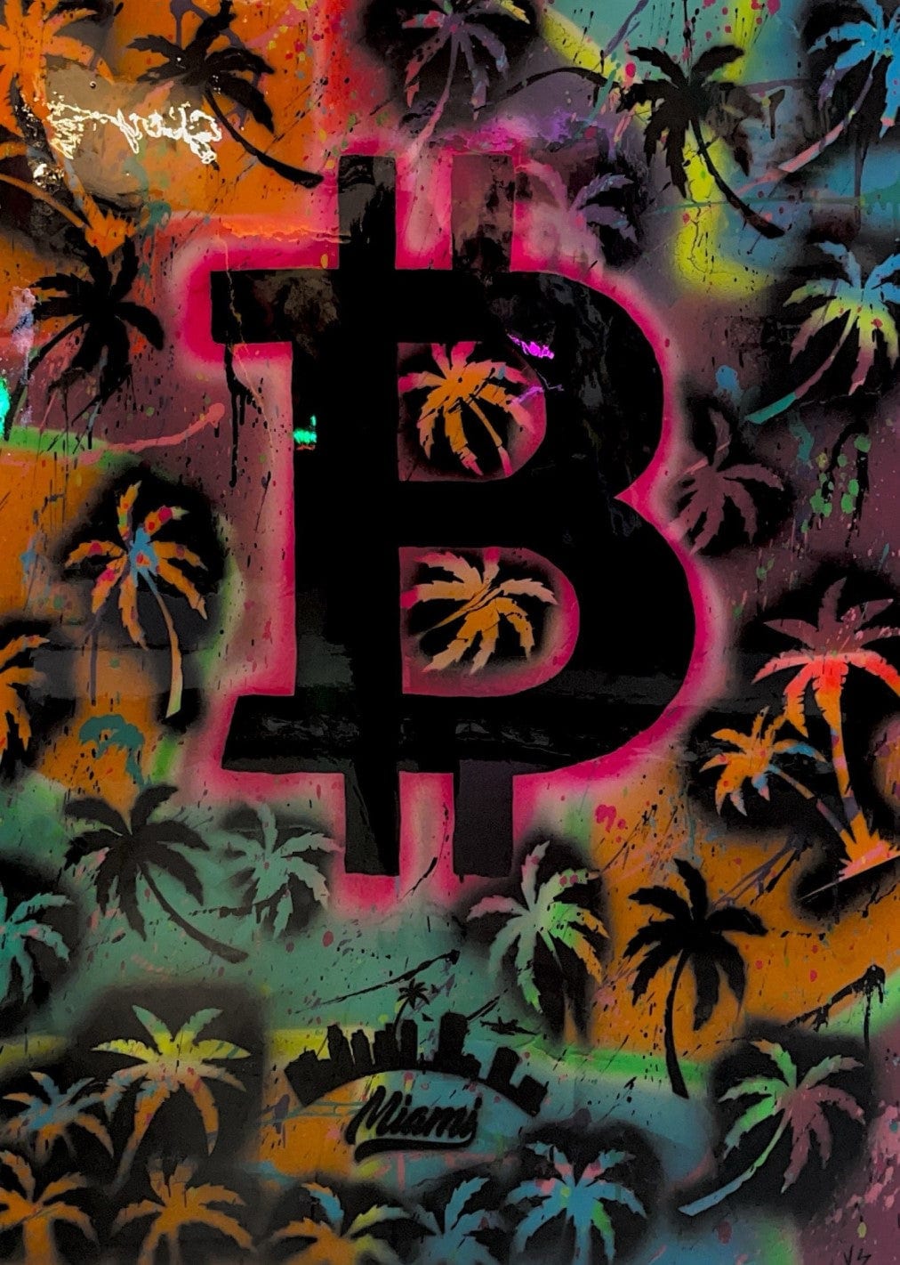 "Bitcoin" Graffiti Art (36" x 48")