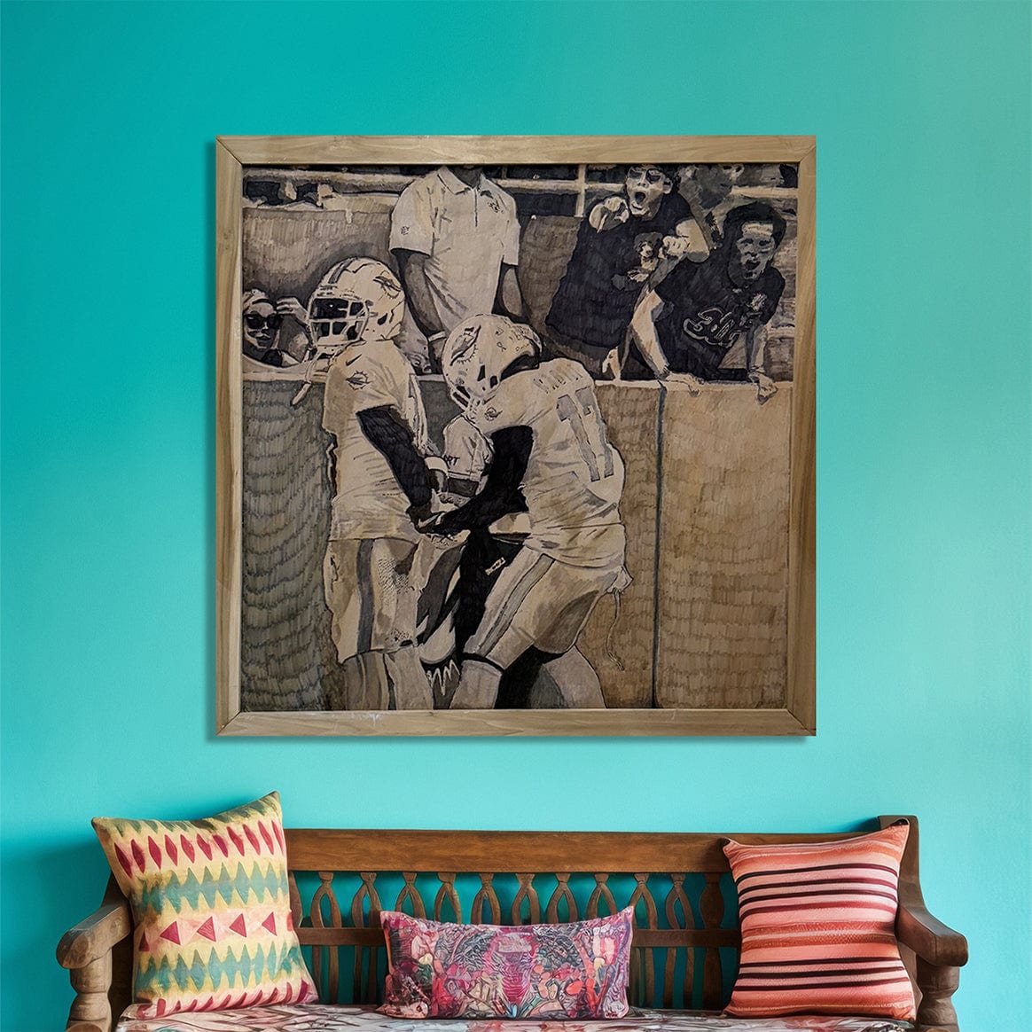 "Touchdown" by BOUT$ - Scorch Wood Art (48" x 48")