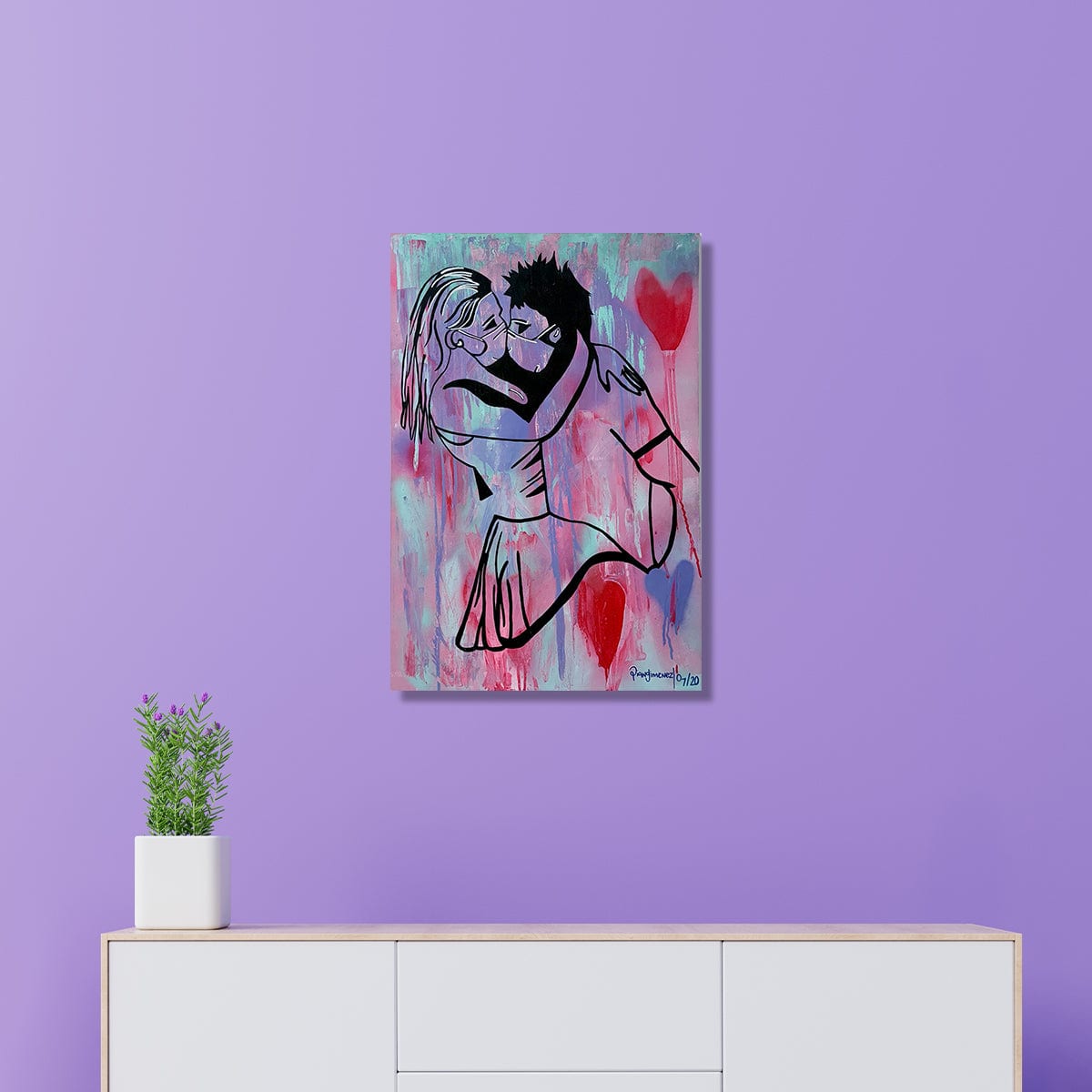 "Love Me In Pandemic Times" by Diana Jimenez - Spray Paint Acrylic (36" x 24")