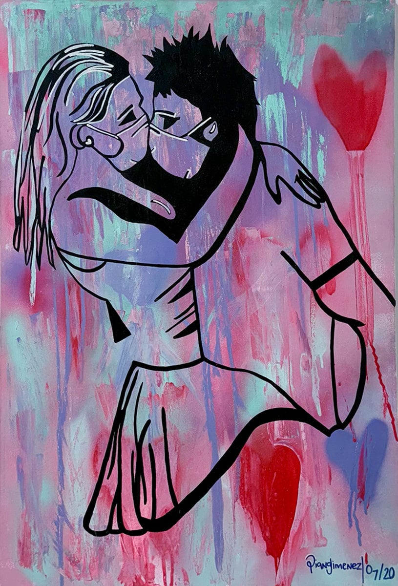 "Love Me In Pandemic Times" by Diana Jimenez - Spray Paint Acrylic (36" x 24")