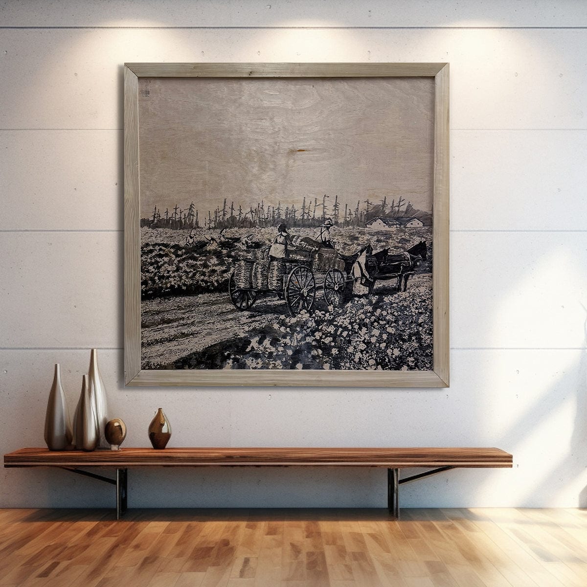 "KKKotton Gin" by BOUT$ - Scorch Wood Art (48" x 48")