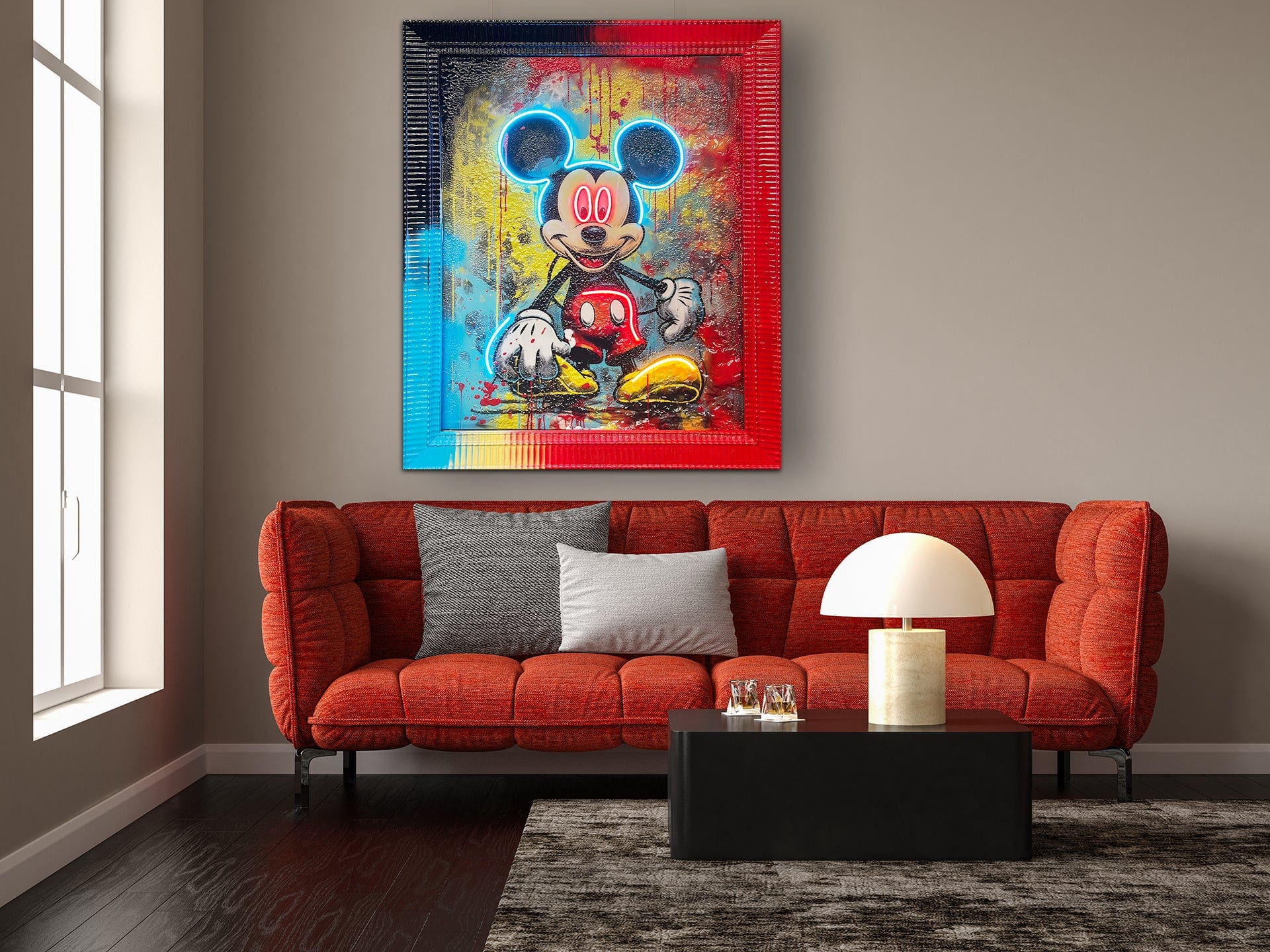 "Psycho Mickey" Framed LED Wall Art (38" x 46")