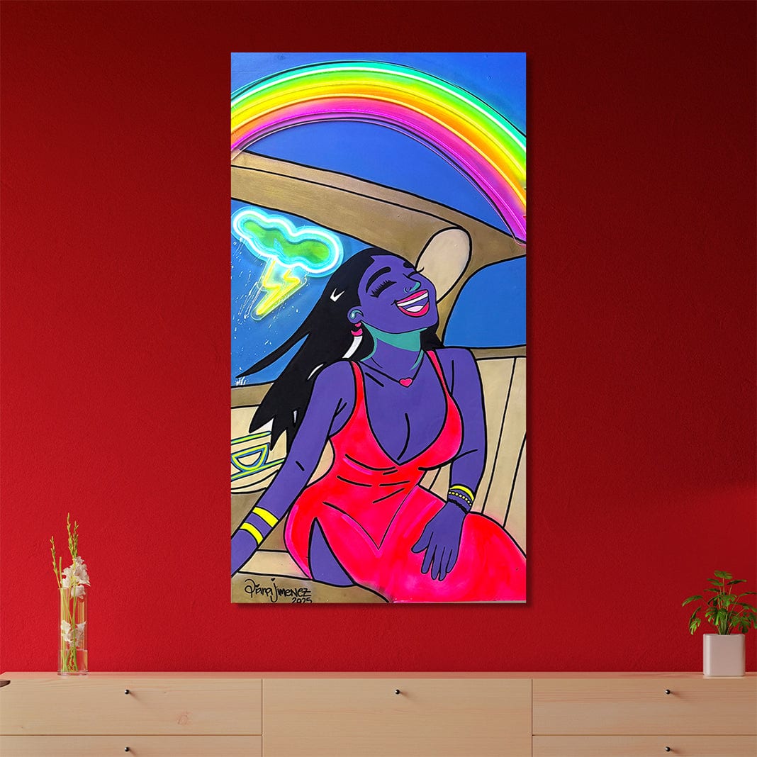 "The Rainbow is Always Bigger Than The Storm" by Diana Jimenez - Spray Paint Acrylic (36" x 71")