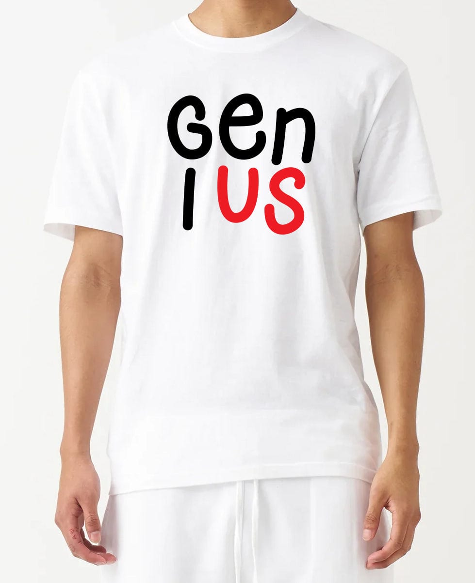 "White Tee Authentic Logo Square" by GeniUS