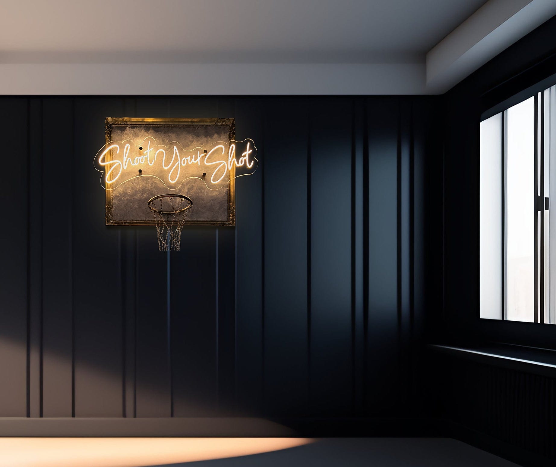 "Shoot Your Shot" Acrylic LED Basketball Hoop (46" x 38")