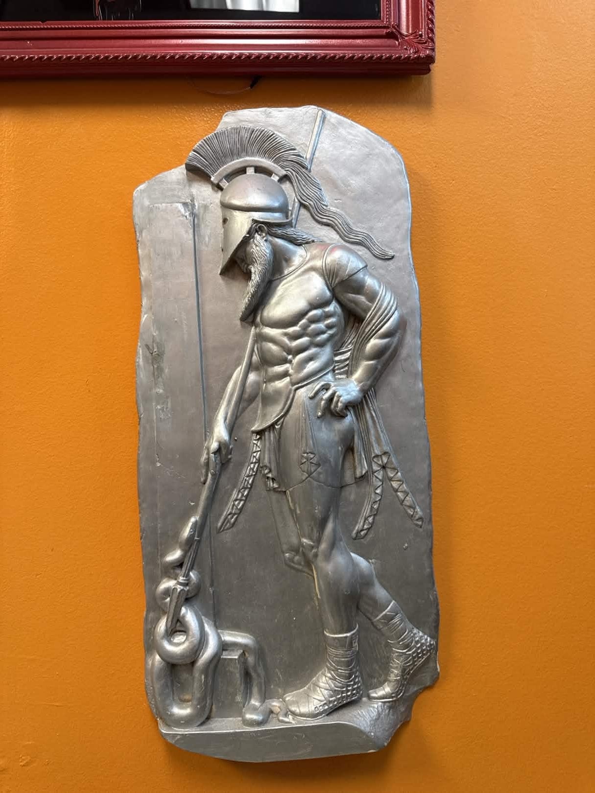 "Spartan Warrior" – Silver Relief Wall Sculpture