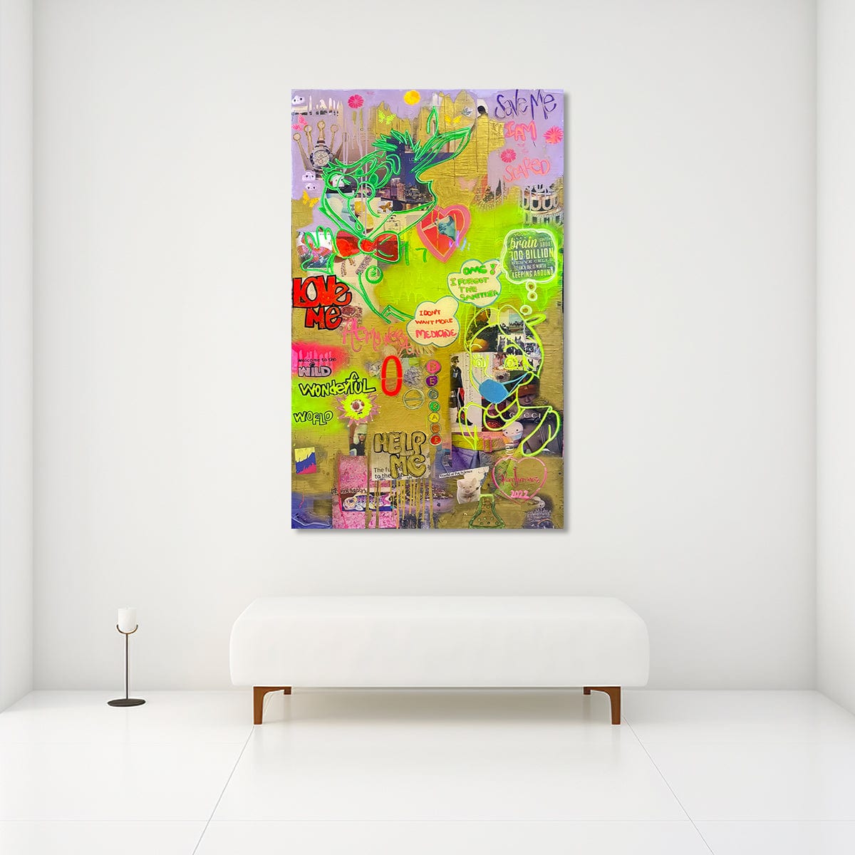 "Welcome to the World Of Covidland" by Diana Jimenez - Spray Paint Acrylic (28" x 48")