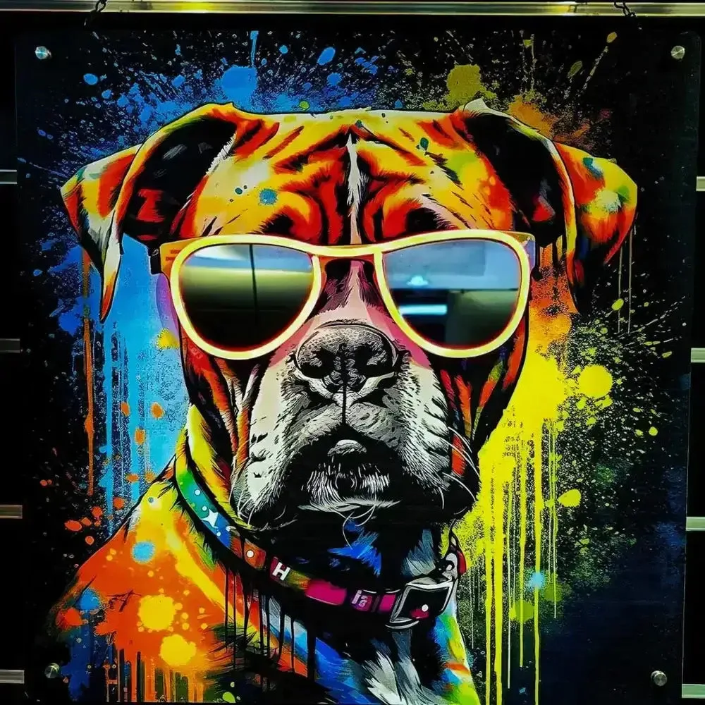 "Neon Graffiti Boxer" Acrylic LED Wall Art (23" x 23")